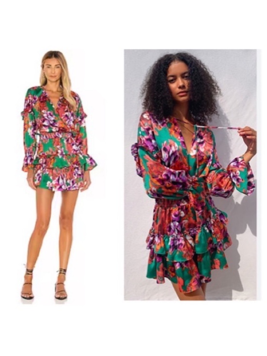 Misa Los Angeles Dresses & Skirts - Misa Amalya floral ruffle mini dress tiered ruffle hem smocked waist LIKE NEW XS
